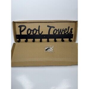 Pool Towels Wall Rack Metal Hook Hanger Bathroom Pool Decor 8 Hooks
